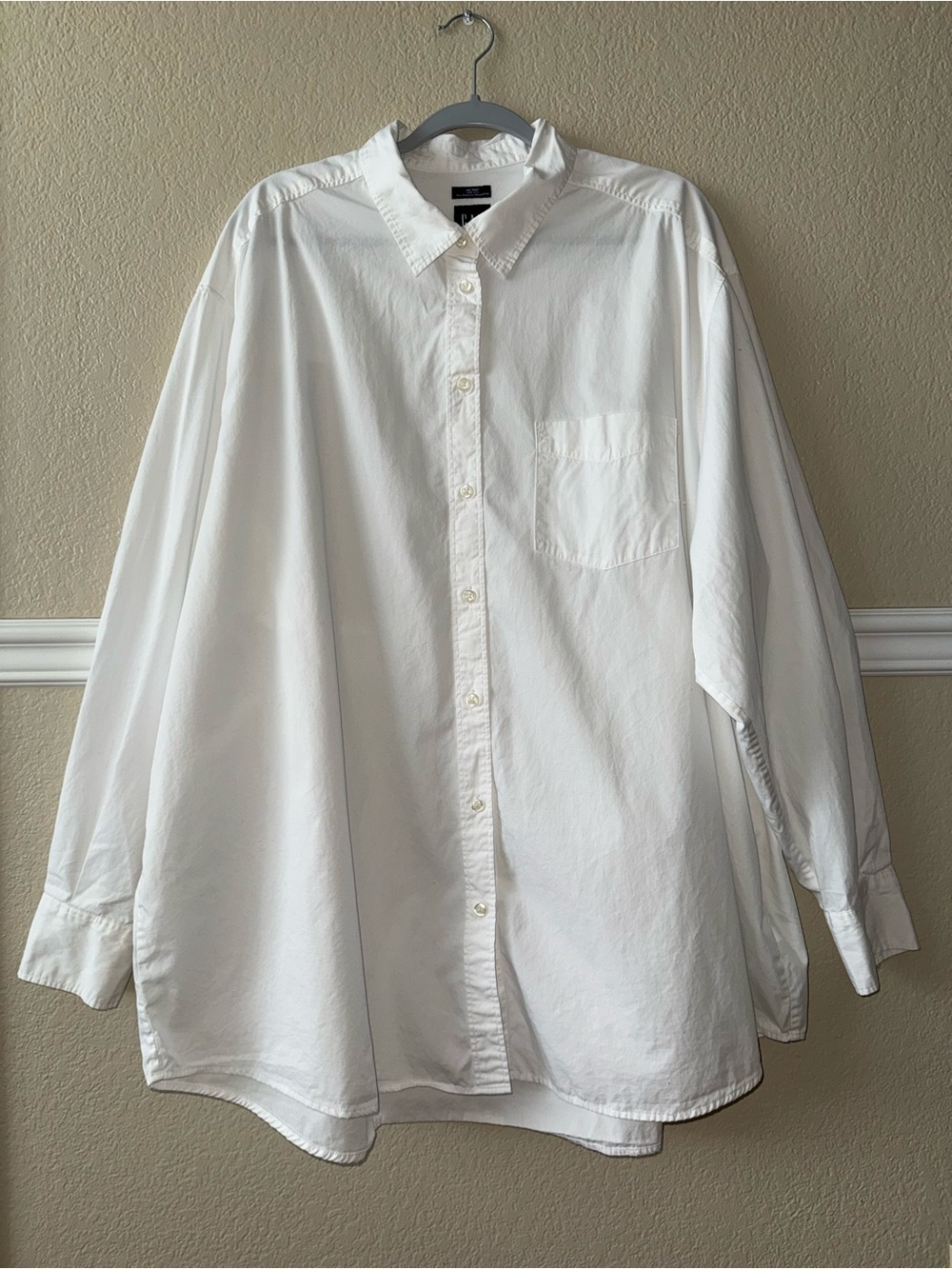 GAP 100% Organic Cotton Big Shirt Optic White Button Down Collared XXL Tall